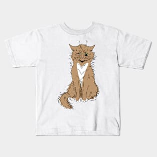 Winking Cat Cartoon Kids T-Shirt